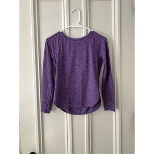 DSG girl's purple heather long sleeve atlethic top with open strappy back M/10-1